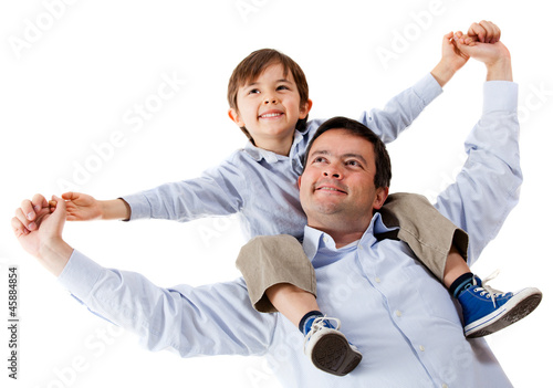 Photo: Father carrying his son Father carrying his son