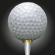 golf ball on gold tee