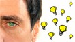 Man on White background thinking light bulb animation