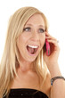 woman laugh pink phone