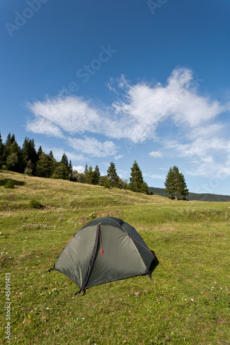Photo: Tent on the meadow. Tent on the meadow.