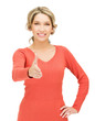 woman with an open hand ready for handshake