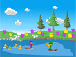 Nature landscape with ducks in the lake
