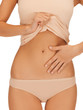 woman body in beige cotton undrewear