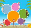 Vector: beautiful cartoon girls on tropical beach beautiful cartoon girls on tropical beach