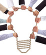 Business hands holding rope forming bulb