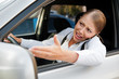 Photo: angry female driving the car angry female driving the car