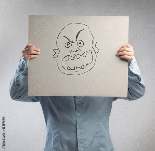 Photo: Angry Face Drawn Angry Face Drawn