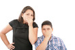 Mother and son holding their noses - bad smells in the air