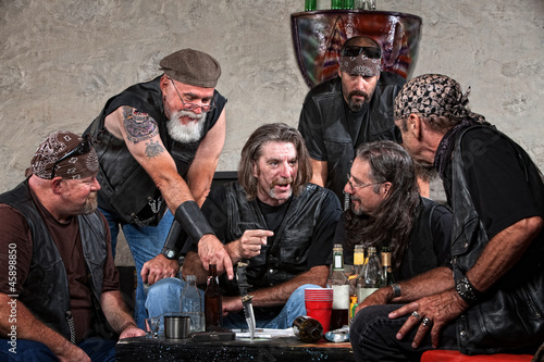 Photo: Bikers Talking at Table Bikers Talking at Table