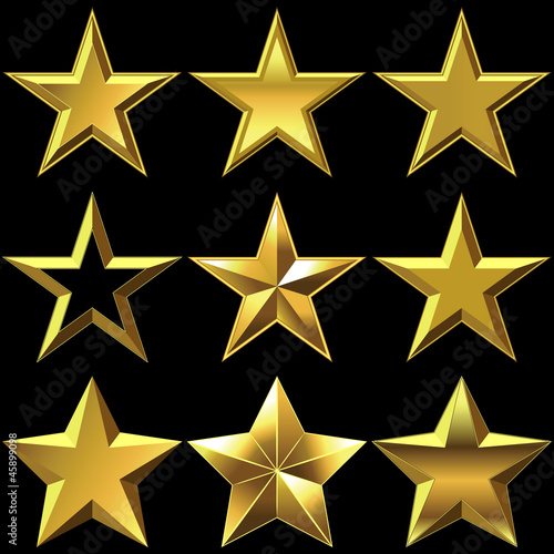 Vector: Vector set of golden shiny stars bulk Vector set of golden shiny stars bulk
