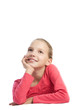 Photo: Cute girl thinking over a white background Cute girl thinking over a white background