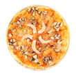 Delicious pizza with seafood isolated on white