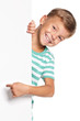 Little boy with white blank