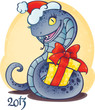 Adorable little snake with Christmas gift.
