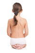 Photo: Nude little girl sitting back to us on a light background Nude little girl sitting back to us on a light background
