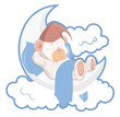 Cut Teddy Bear Sleeping on Moon