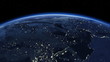 Beautiful Sunrise over the Earth. Cities at Night. HD 1080.