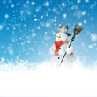 Schneemann, Schnee, blauer Himmel, schneiend, verschneit, Frost