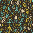 Abstract seamless pattern with money. Vector illustration.