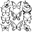 Butterflies, black contours