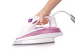 Ironing with a modern steam flat iron isolated