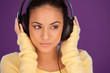 Beautiful woman immersed in her music