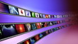 Loop-able animation of film reels with a blue background