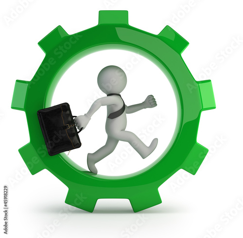 Illustration: 3d small people - businessman in the gear wheel 3d small people - businessman in the gear wheel