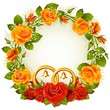 Red and yellow rose circle wedding frame
