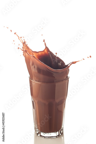 Photo: splash of chocolate in a glass splash of chocolate in a glass