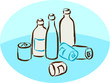 Used cans and bottles waiting to be recycled