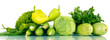 fresh green vegetables isolated on white