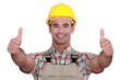 Tradesman giving two thumb's up