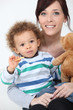 Woman posing with her kid