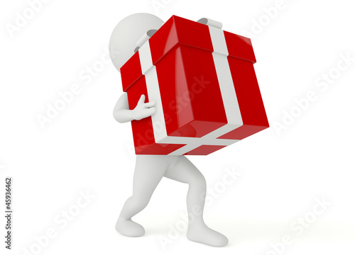 Illustration: 3d humanoid character hold a gift box 3d humanoid character hold a gift box