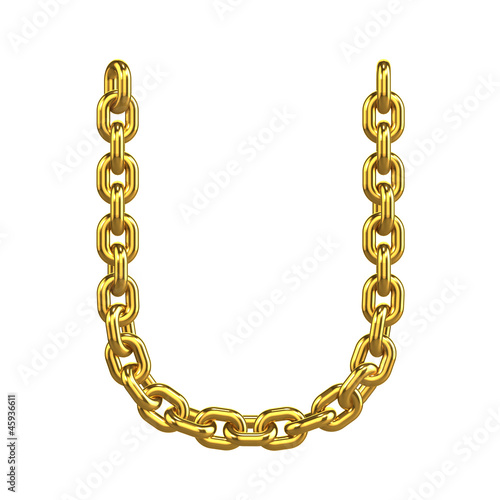 Illustration: 3d Gold Chain Alphabet Font - U 3d Gold Chain Alphabet Font - U
