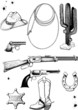 collection of cowboy and Wild West accessories