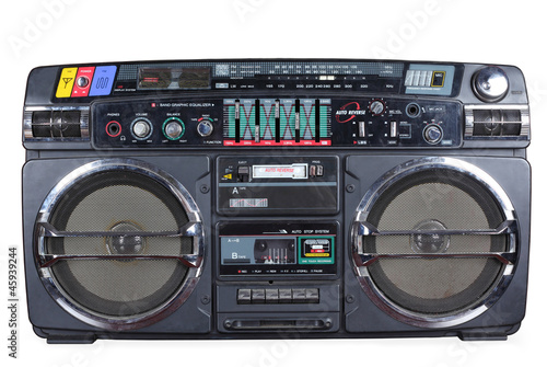 Photo: old cassette recorder on table old cassette recorder on table