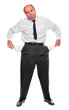 Businessman holding his two empty pockets.