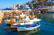 Fishing boats in Greek island Hydra Saronikos Gulf Fishing boats in Greek island Hydra Saronikos Gulf