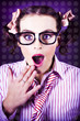 Attractive Young Nerd Girl With Surprised Look