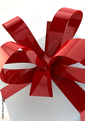 Illustration: white gift box with red ribbons white gift box with red ribbons