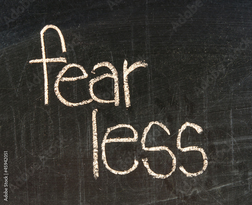 Photo: Chalk drawing - Concept of fearless Chalk drawing - Concept of fearless