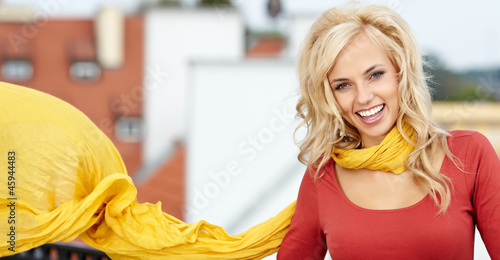 Photo: Woman in autumn city Woman in autumn city
