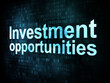 Business concept: pixelated words Investment opportunities on di