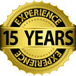15 years experience golden label with ribbon