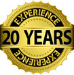 20 years experience golden label with ribbon