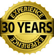 30 years experience golden label with ribbon