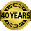 40 years experience golden label with ribbon